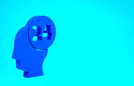 Blue Support operator in touch icon isolated on blue background. Concept for call center, client support service. Minimalism concept. 3d illustration 3D renderの写真素材