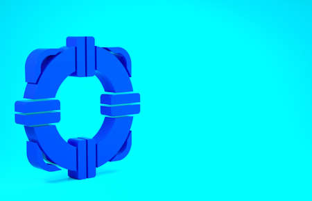 Blue Lifebuoy icon isolated on blue background. Lifebelt symbol. Minimalism concept. 3d illustration 3D renderの写真素材