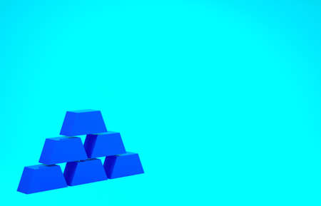 Blue Gold bars icon isolated on blue background. Banking business concept. Minimalism concept. 3d illustration 3D renderの写真素材