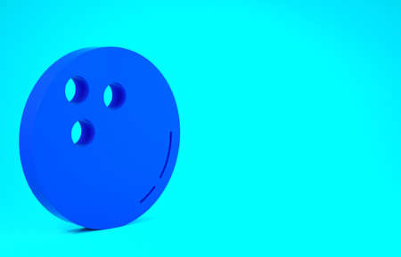 Blue Bowling ball icon isolated on blue background. Sport equipment. Minimalism concept. 3d illustration 3D renderの写真素材