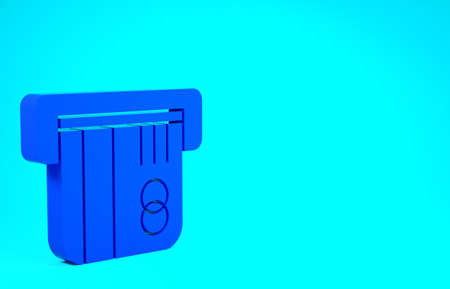 Blue Credit card icon isolated on blue background. Online payment. Cash withdrawal. Financial operations. Shopping sign. Minimalism concept. 3d illustration 3D renderの写真素材