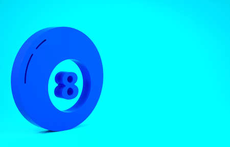 Blue Billiard pool snooker ball icon isolated on blue background. Minimalism concept. 3d illustration 3D renderの写真素材