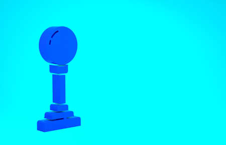 Blue Joystick for arcade machine icon isolated on blue background. Joystick gamepad. Minimalism concept. 3d illustration 3D renderの写真素材
