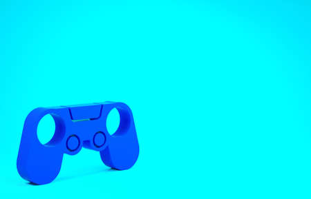 Blue Gamepad icon isolated on blue background. Game controller. Minimalism concept. 3d illustration 3D renderの写真素材