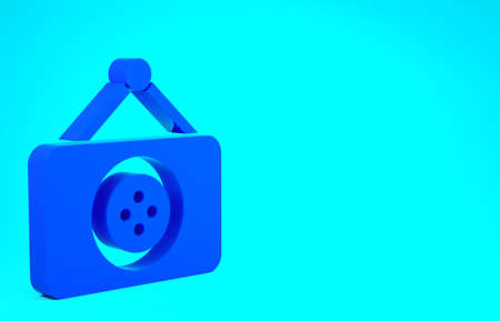 Blue Tailor shop icon isolated on blue background. Minimalism concept. 3d illustration 3D render
