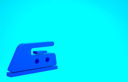 Blue Electric iron icon isolated on blue background. Steam iron. Minimalism concept. 3d illustration 3D renderの写真素材