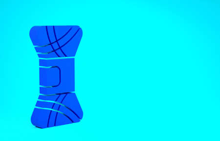 Blue Yarn icon isolated on blue background. Label for hand made, knitting or tailor shop. Minimalism concept. 3d illustration 3D renderの写真素材