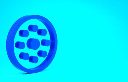 Blue Sewing button for clothes icon isolated on blue background. Clothing button. Minimalism concept. 3d illustration 3D renderの写真素材