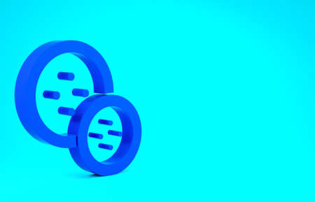 Blue Sewing button for clothes icon isolated on blue background. Clothing button. Minimalism concept. 3d illustration 3D renderの写真素材