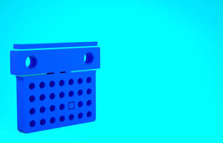 Blue Calendar icon isolated on blue background. Event reminder symbol. Minimalism concept. 3d...