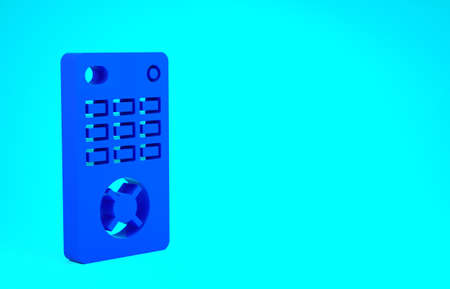 Blue Remote control icon isolated on blue background. Minimalism concept. 3d illustration 3D render