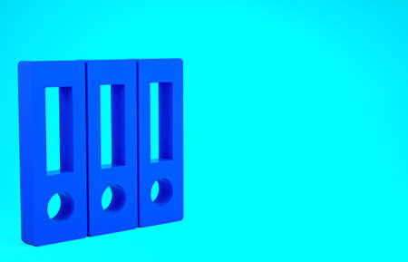 Blue Office folders with papers and documents icon isolated on blue background. Office binders. Archives folder sign. Minimalism concept. 3d illustration 3D renderの写真素材
