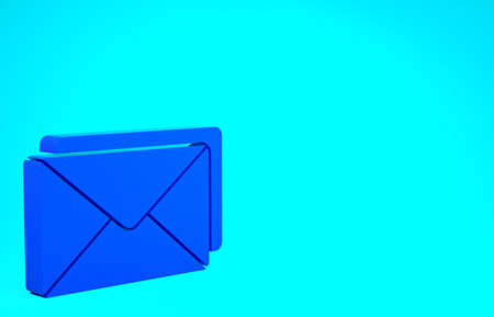 Blue Envelope icon isolated on blue background. Email message letter symbol. Minimalism concept. 3d illustration 3D renderの写真素材