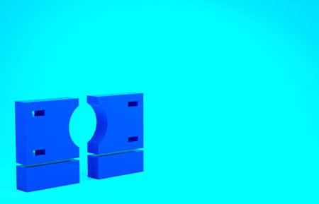 Blue Stacks paper money cash icon isolated on blue background. Money banknotes stacks. Bill currency. Minimalism concept. 3d illustration 3D renderの写真素材