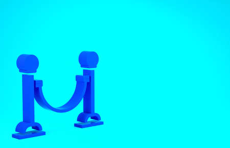 Blue Rope barrier icon isolated on blue background. VIP event, luxury celebration. Celebrity party entrance. Minimalism concept. 3d illustration 3D renderの写真素材