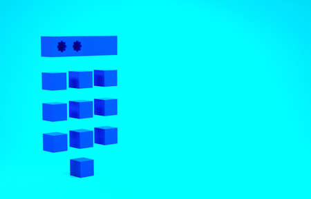 Blue Password protection and safety access icon isolated on blue background. Security, safety,...