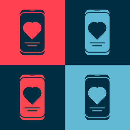 Pop art Smartphone with heart rate monitor function icon isolated on color background. Vectorのイラスト素材