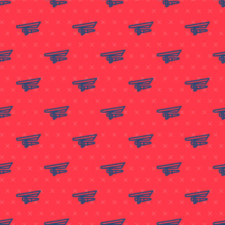 Blue line Hang glider icon isolated seamless pattern on red background. Extreme sport. Vector Illustrationのイラスト素材