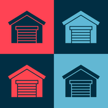 Pop art Garage icon isolated on color background. Vector Illustrationのイラスト素材