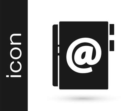 Grey Address book icon isolated on white background. Notebook, address, contact, directory, phone, telephone book icon. Vector Illustrationのイラスト素材