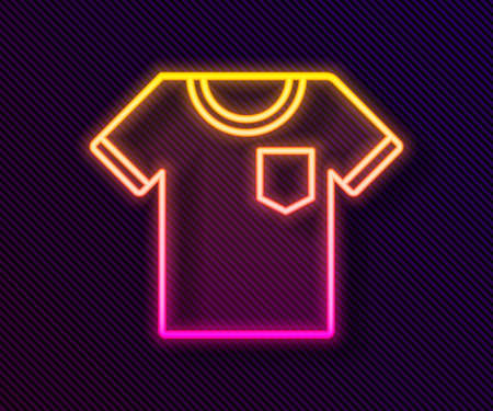Glowing neon line T-shirt icon isolated on black background. Vector Illustrationのイラスト素材