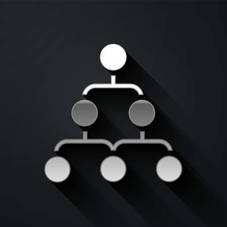 Silver Business hierarchy organogram chart infographics icon isolated on black background. Corporate...
