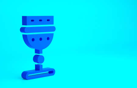 Blue Medieval goblet icon isolated on blue background. Minimalism concept. 3d illustration 3D renderの写真素材