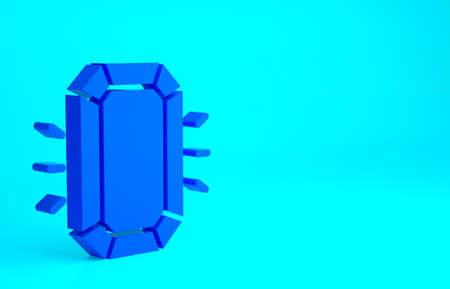 Blue Diamond icon isolated on blue background. Jewelry symbol. Gem stone. Minimalism concept. 3d...