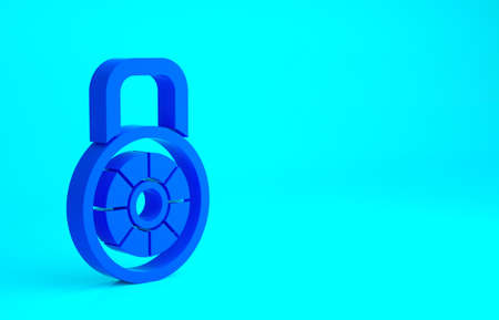 Blue Safe combination lock icon isolated on blue background. Combination padlock. Security, safety,...