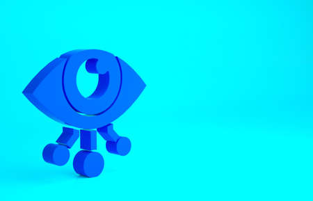 Blue Eye scan icon isolated on blue background. Scanning eye. Security check symbol. Cyber eye sign. Minimalism concept. 3d illustration 3D renderの写真素材