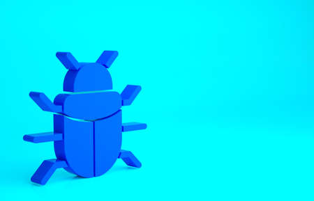 Blue System bug concept icon isolated on blue background. Code bug concept. Bug in the system. Bug searching. Minimalism concept. 3d illustration 3D renderの写真素材