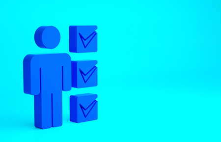 Blue User of man in business suit icon isolated on blue background. Business avatar symbol user profile icon. Male user sign. Minimalism concept. 3d illustration 3D renderの写真素材