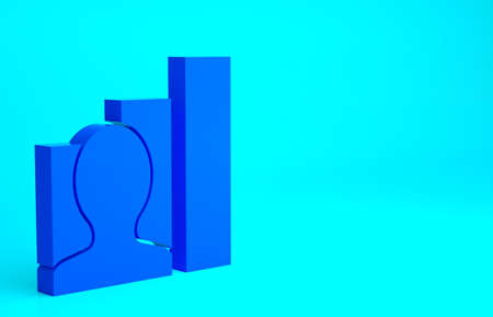 Blue Productive human icon isolated on blue background. Idea work, success, productivity, vision and efficiency concept. Minimalism concept. 3d illustration 3D renderの写真素材