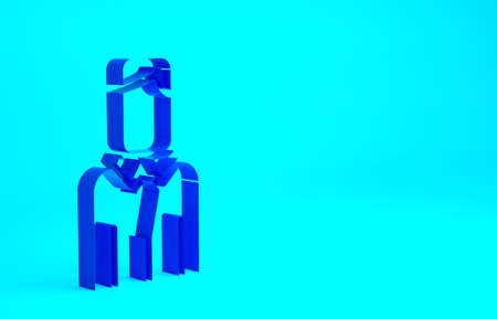 Blue Worker icon isolated on blue background. Business avatar symbol user profile icon. Male user sign. Minimalism concept. 3d illustration 3D renderの写真素材