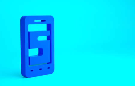 Blue New chat messages notification on phone icon isolated on blue background. Smartphone chatting sms messages speech bubbles. Minimalism concept. 3d illustration 3D renderの写真素材