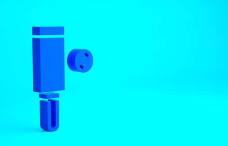 Blue Wood cricket bat and ball icon isolated on blue background. Minimalism concept. 3d illustration 3D renderの写真素材