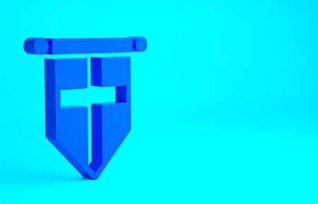 Blue England flag on pennant icon isolated on blue background. Minimalism concept. 3d illustration 3D renderの写真素材