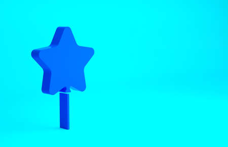 Blue Balloon with ribbon icon isolated on blue background. Happy Easter. Minimalism concept. 3d illustration 3D renderの写真素材