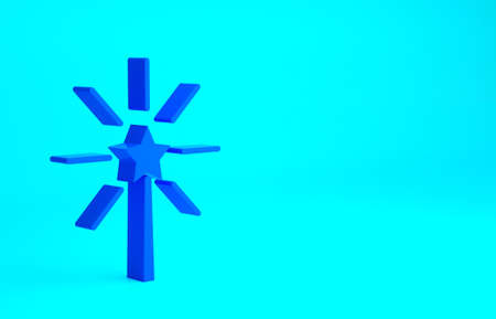 Blue Firework icon isolated on blue background. Concept of fun party. Explosive pyrotechnic symbol. Minimalism concept. 3d illustration 3D renderの写真素材