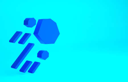 Blue Flying stone icon isolated on blue background. Minimalism concept. 3d illustration 3D render