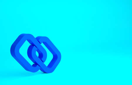 Blue Chain link icon isolated on blue background. Link single. Hyperlink chain symbol. Minimalism concept. 3d illustration 3D renderの写真素材