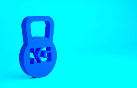 Blue Kettlebell icon isolated on blue background. Sport equipment. Minimalism concept. 3d illustration 3D renderの写真素材