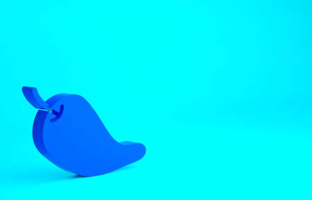 Blue Hot chili pepper pod icon isolated on blue background. Design for grocery, culinary products, seasoning and spice package, cooking book. Minimalism concept. 3d illustration 3D renderの写真素材