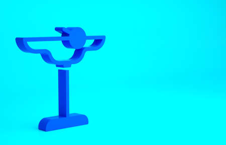 Blue Margarita cocktail glass with lime icon isolated on blue background. Minimalism concept. 3d illustration 3D renderの写真素材