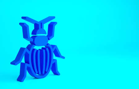 Blue Chafer beetle icon isolated on blue background. Minimalism concept. 3d illustration 3D render