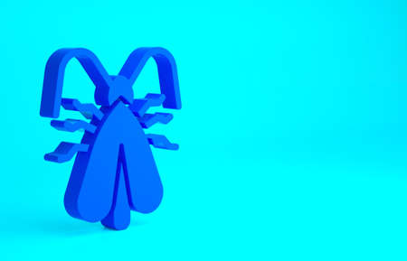 Blue Clothes moth icon isolated on blue background. Minimalism concept. 3d illustration 3D renderの写真素材