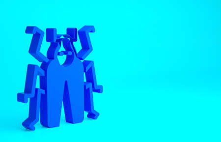 Blue Beetle bug icon isolated on blue background. Minimalism concept. 3d illustration 3D renderの写真素材