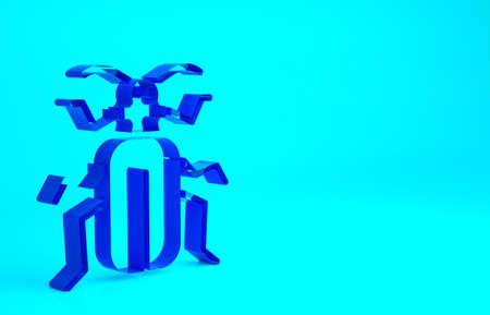 Blue Chafer beetle icon isolated on blue background. Minimalism concept. 3d illustration 3D renderの写真素材