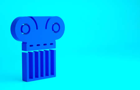 Blue Ancient column icon isolated on blue background. Minimalism concept. 3d illustration 3D renderの写真素材