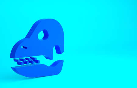 Blue Dinosaur skull icon isolated on blue background. Minimalism concept. 3d illustration 3D renderの写真素材
